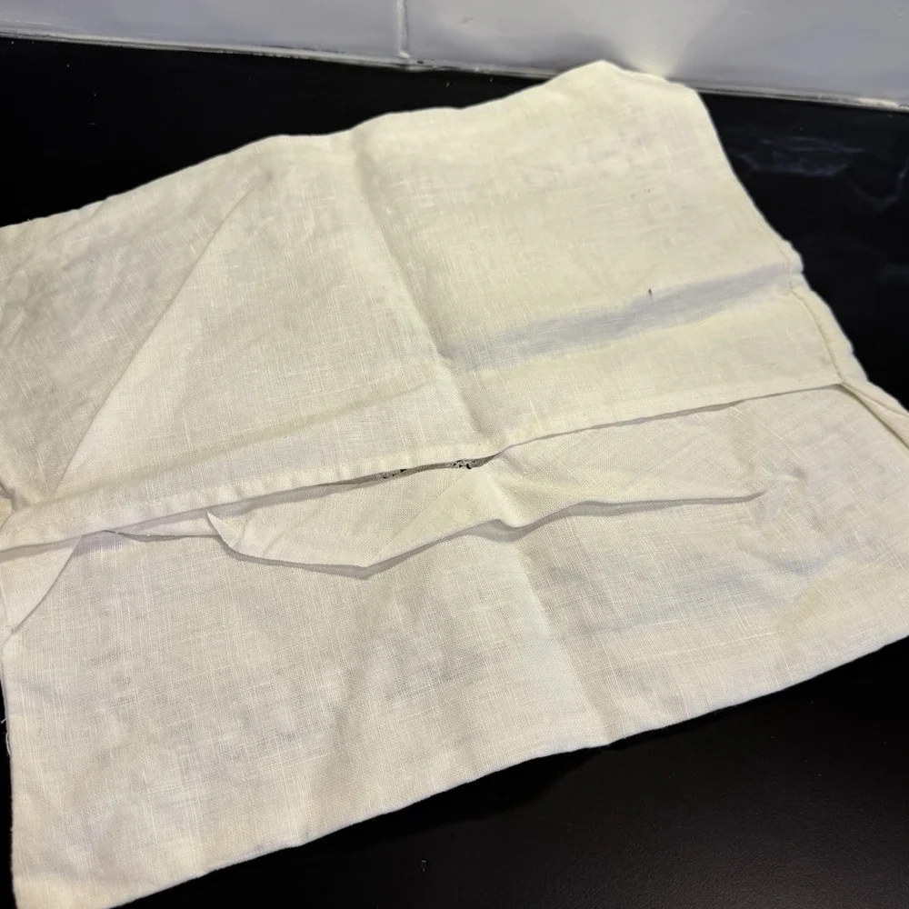 5 Piece Lot‎ Linen Handkerchief Tea Towel Pillowcase Cutwork Lace Handmade